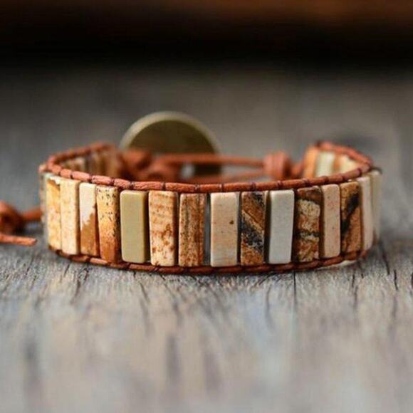 Freya Branwyn Jasper, Howlite and Tiger Eye Bracelet Wrap Healing Calming Stone - Picture 1 of 6